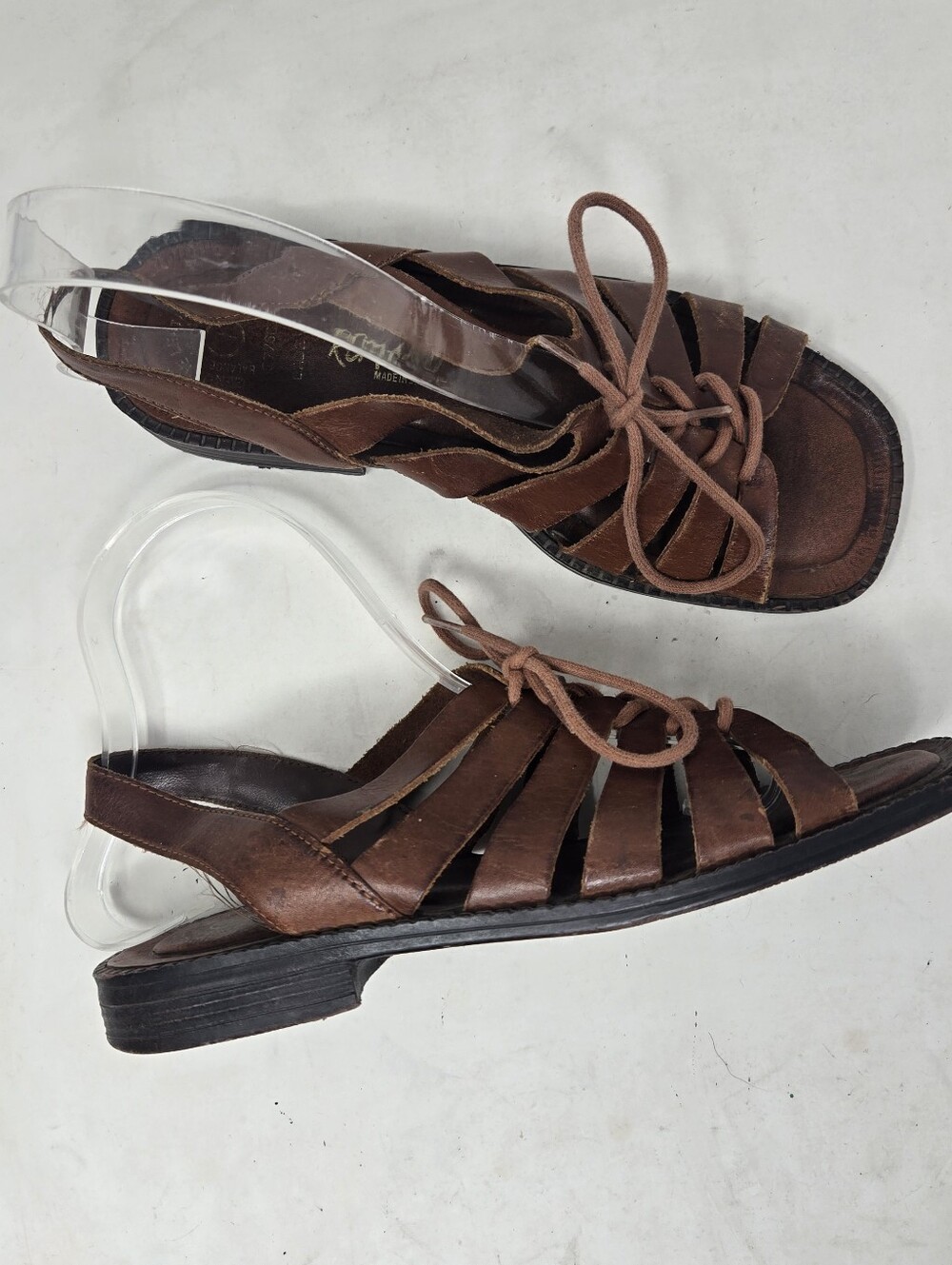 Romano Vintage Leather Lace Up Slip on Singback Sandals Women's Size 7.5